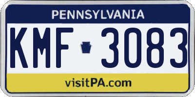 PA license plate KMF3083