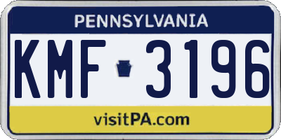 PA license plate KMF3196