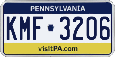 PA license plate KMF3206