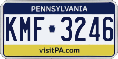 PA license plate KMF3246