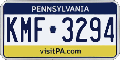 PA license plate KMF3294