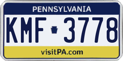PA license plate KMF3778
