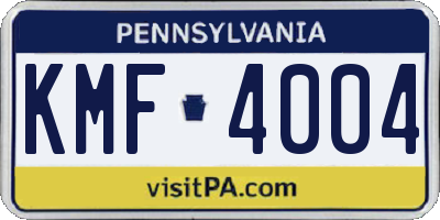 PA license plate KMF4004
