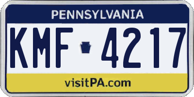 PA license plate KMF4217