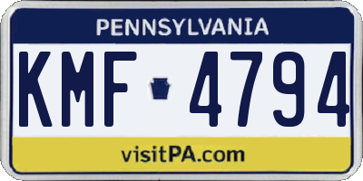 PA license plate KMF4794