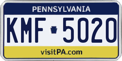 PA license plate KMF5020
