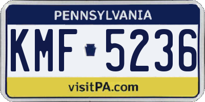 PA license plate KMF5236