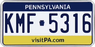 PA license plate KMF5316