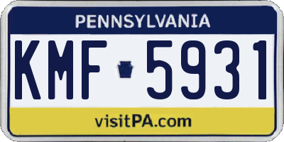 PA license plate KMF5931