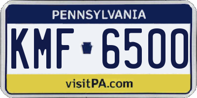 PA license plate KMF6500