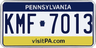 PA license plate KMF7013