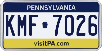 PA license plate KMF7026