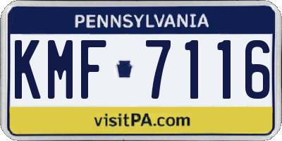 PA license plate KMF7116