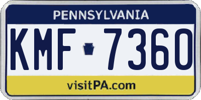 PA license plate KMF7360