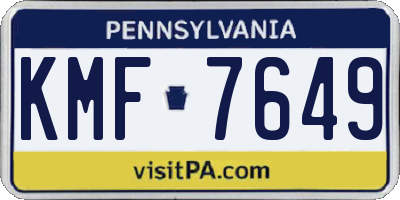 PA license plate KMF7649