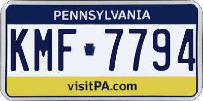 PA license plate KMF7794