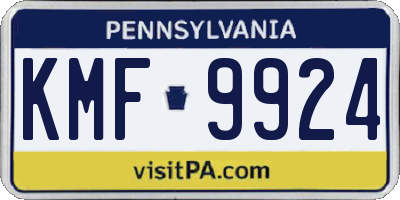 PA license plate KMF9924
