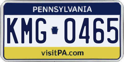 PA license plate KMG0465