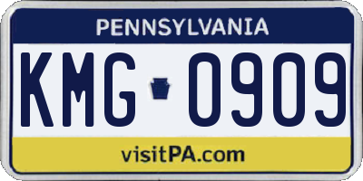 PA license plate KMG0909