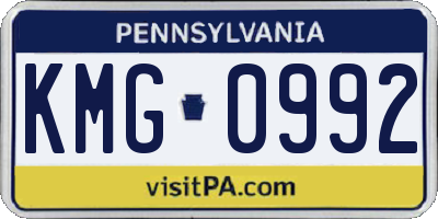 PA license plate KMG0992