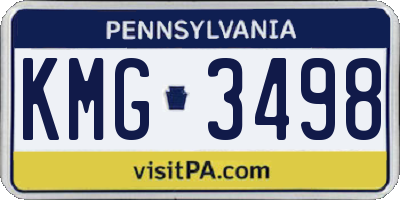 PA license plate KMG3498