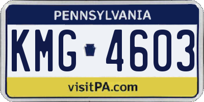 PA license plate KMG4603