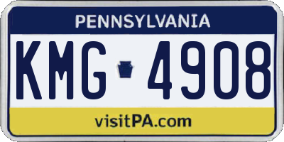 PA license plate KMG4908