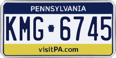 PA license plate KMG6745