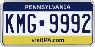 PA license plate KMG9992