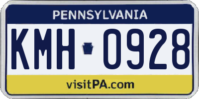 PA license plate KMH0928