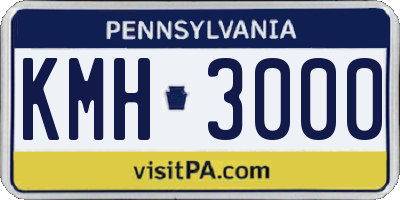 PA license plate KMH3000