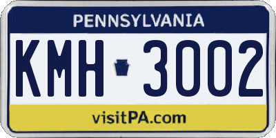 PA license plate KMH3002