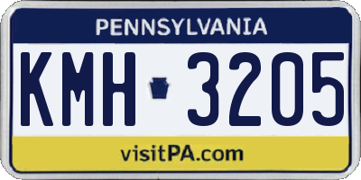 PA license plate KMH3205