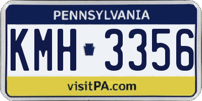 PA license plate KMH3356