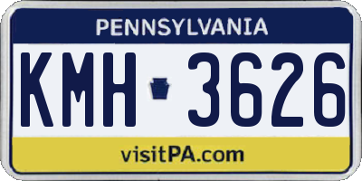 PA license plate KMH3626