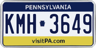 PA license plate KMH3649