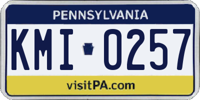 PA license plate KMI0257