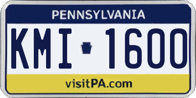 PA license plate KMI1600