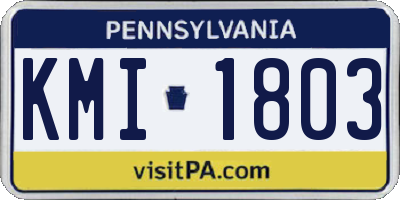 PA license plate KMI1803