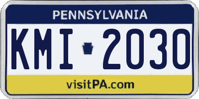 PA license plate KMI2030
