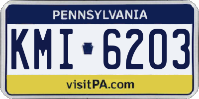 PA license plate KMI6203