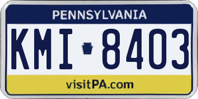 PA license plate KMI8403