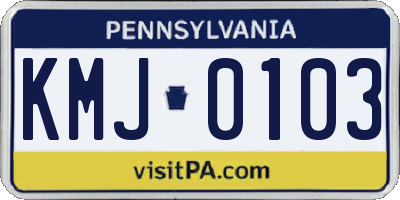 PA license plate KMJ0103