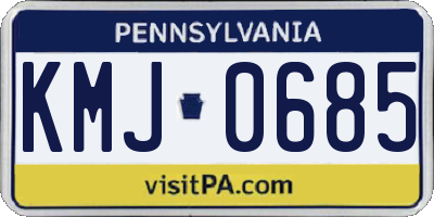 PA license plate KMJ0685
