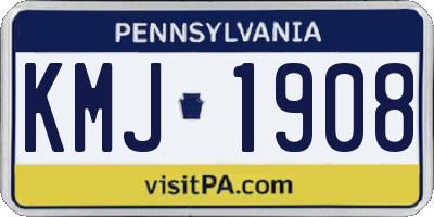 PA license plate KMJ1908