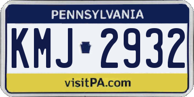 PA license plate KMJ2932