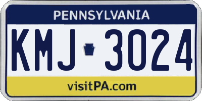 PA license plate KMJ3024