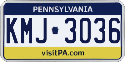 PA license plate KMJ3036