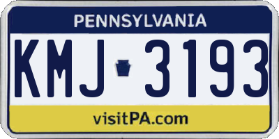 PA license plate KMJ3193