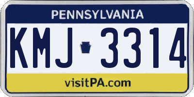 PA license plate KMJ3314